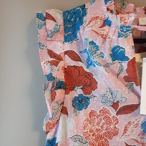 BB Dakota Steve Madden Flutter Away Floral Print Ruffle Tie Top New! S - Picture 6 of 16